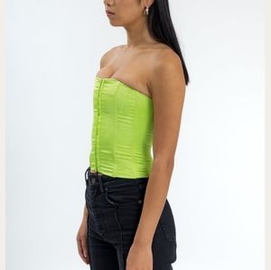 Lime green Danielle Guizio Satin Corset